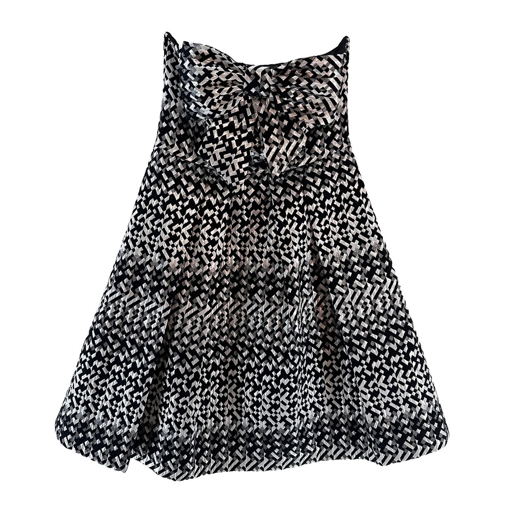 ANTHROPOLOGIE EVA FRANCO Vera Bow Strapless Cocktail Dress • 2 • black,‎ silver
